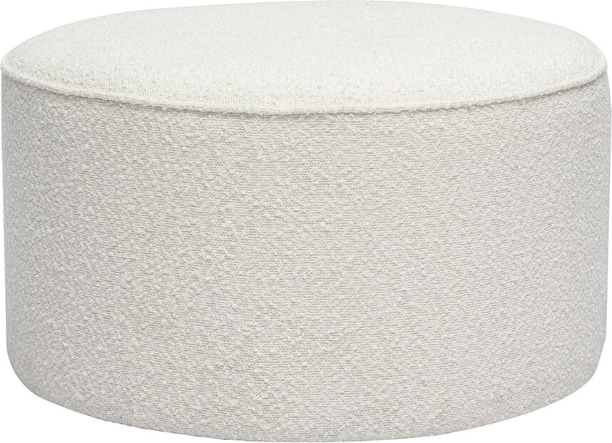 Miliboo Runder Pouf aus gewirkter Wollwirkung in Weiß D70 cm PAUL