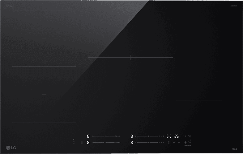 Placa inducción - LG CBIZ3035B, 4 zonas, 2 zonas Flex, 80 cm, Cristal negro