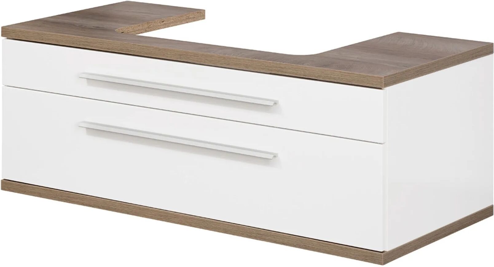 FACKELMANN STANFORD Waschbeckenunterschrank 110 cm breit, Weiß/Braun hell,...
