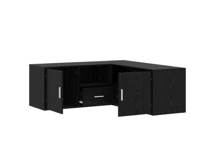 TUERYAFEK Eckschrank Schwarze Eiche 200 x 40 x 45 cm Umkehrbare Tueren, Stangengriffe, Regale, Holzwerkstoff, Pflegeleicht