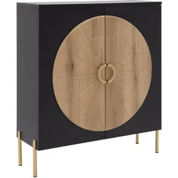 Highboard Hong Kong Schwarz/Eichefarben