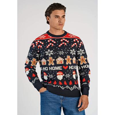 Strickpullover LINDBERGH "Strickpullover Relaxed Fit", Herren, Gr. XL, bunt (navy), Obermaterial: 100% Polyacryl, Jacquardmuster, Rundhals, Pullover Strickpullover