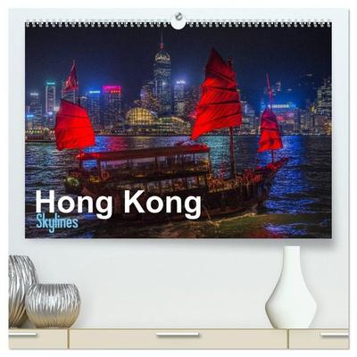 Hong Kong - Skylines (hochwertiger Premium Wandkalender 2027 DIN A2 quer), Kunstdruck in Hochglanz