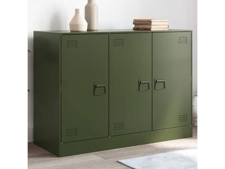 Meuble de rangement vert style industriel en acier robuste 99x39x73 cm avec porte rangement pour salle à manger