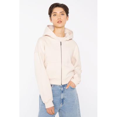 Kapuzensweatjacke HARLEM SOUL, Damen, Gr. XL, beige (ecru), Material: 65% Baumwolle, 35% Polyester, bedruckt, regular fit kurz, hoch geschlossener Ausschnitt, eingesetzt Rippbündchen, Sweatjacken