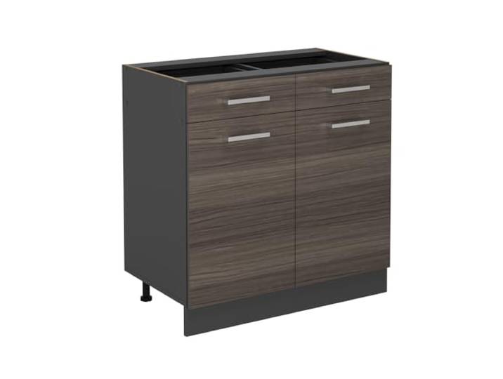 Vicco Küchenunterschrank R-Line, Edelgrau, 80 cm 2 Schubladen · Ohne Arbeitsplatte · Höhenverst. Füße · 2 Türen · Leichter Zugriff