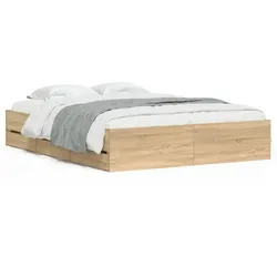 vidaXL Bettgestell mit Schubladen Sonoma-Eiche 150x200cm Holzwerkstoff