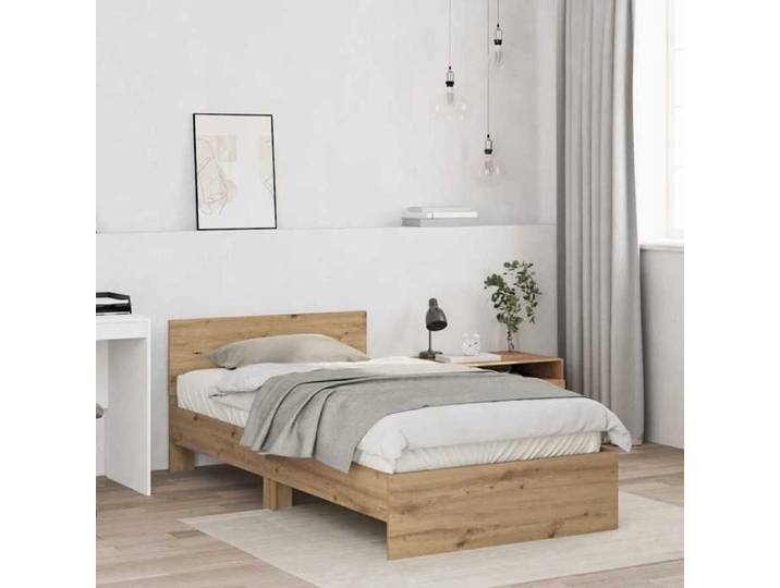 Sarazyj®Meuble lit - Marron Cadre de lit - 2 places - Contemporain - avec tête de lit - 2 places - Contemporain - chêne artisanal -