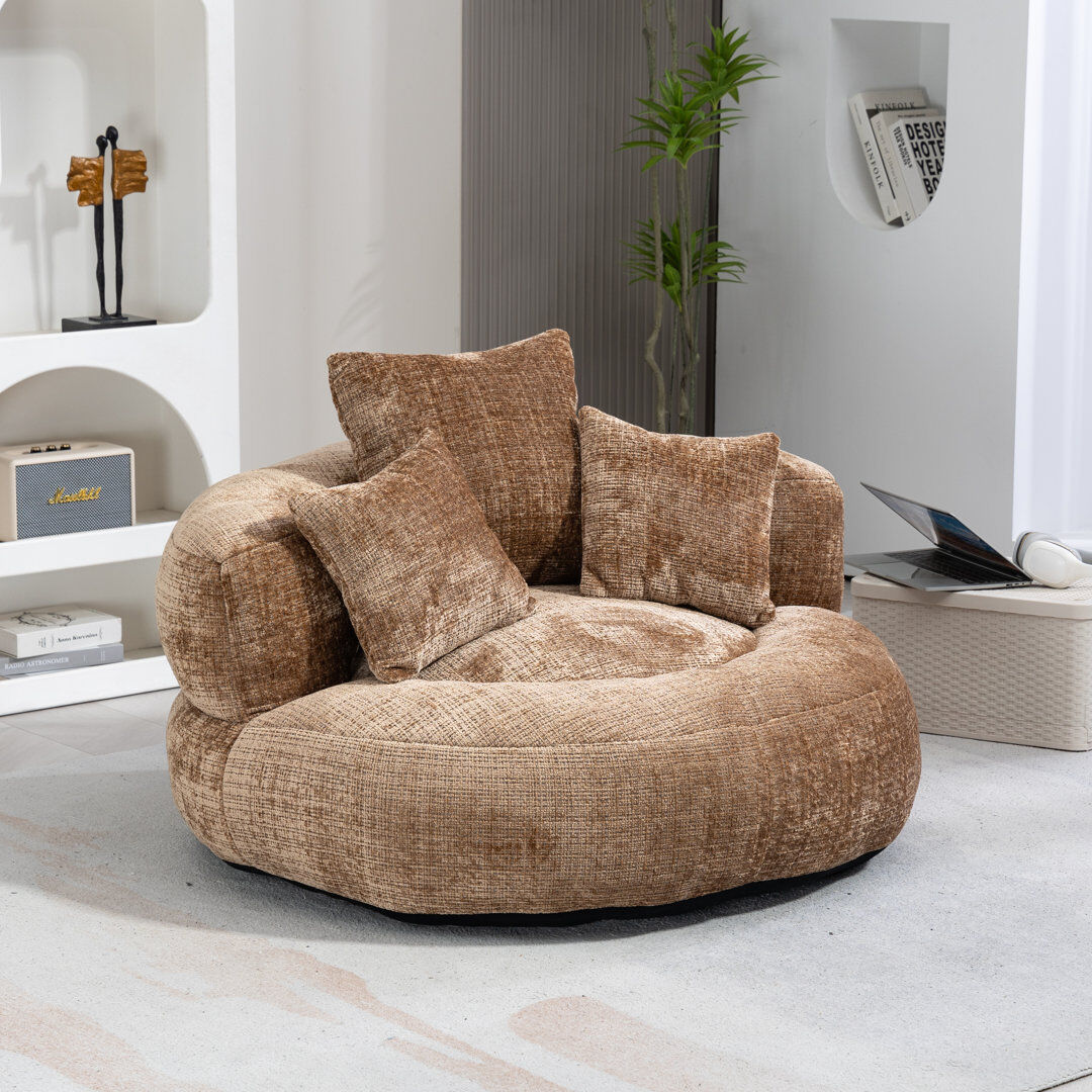 NFusion Mason Chenille Bean Bag Lounger Coffee Large