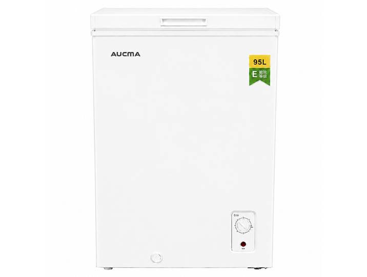 AUCMA 95 L Congélateur Coffre Convertible, Réfrigérateur &amp; Congélateur Réversible, Mini Congélateur Profond Ouverture par le Haut, Classe Énergétique E, Fonctionnement Silencieux, Thermostat à 7 Niveaux, Panier Amovible &amp; Tuyau de Dégivrage, Convient pour