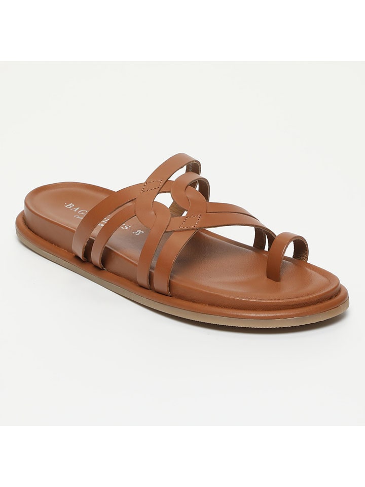Les BAGATELLES Leder-Pantoletten "Crema" in Camel - 40