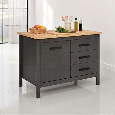 Bartisch INTER LINK "Pienza im Skandi Look, multifunktional für Küche & Essbereich, Weiss", schwarz (anthrazit, eiche artisan nachbildung, anthrazit, eiche artisan nachbildung), B:124cm H:91cm T:75cm, Tische, Bartisch, Schubladen, Tür,...