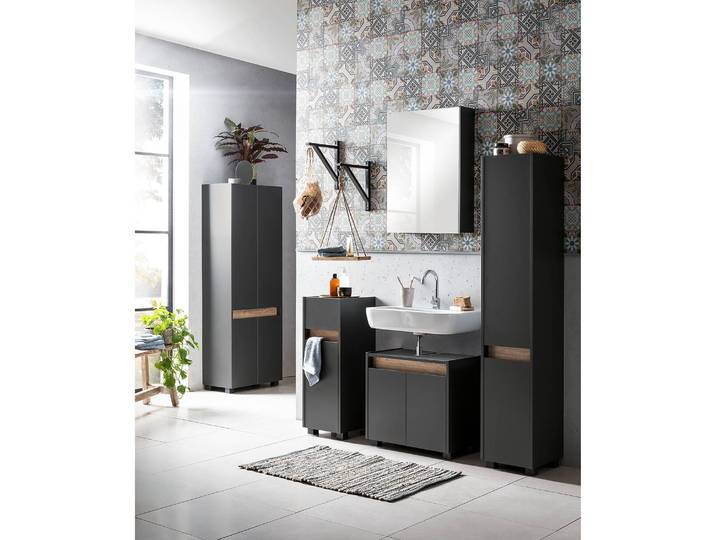Hochschrank Cosmo 30cm Schwarz/Anthrazit