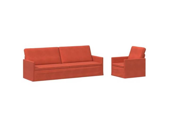 vidaXL Sofa-Set 2 pcs Rot-Orange Cordstoff Bietet langfristige Unterstützung, Garantiert plüschige Entspannung, Verbessern die Nutzungskomfort