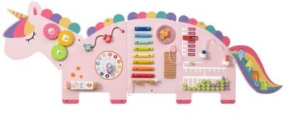 Costway 11-in-1 Dinosaur Activity Wall Busy Board Panels for Toddlers Education and Early Development-Pink