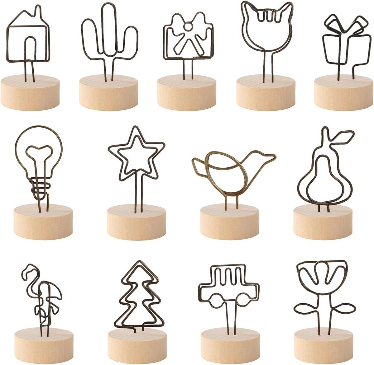 Houten Memo Clip Stand met 13 Tafelnummerhouders in Diverse Ontwerpen