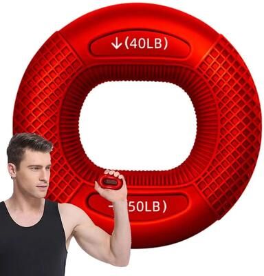 Inspired Living FlexGrip Silicone Finger Strengthener Ring Portable Hand Grip Strengthener & Wrist Trainer red