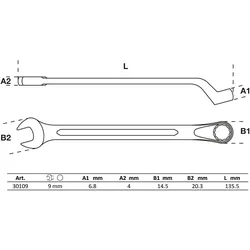 BGS Maul-Ringschlüssel gekröpft SW 9 mm - 30109