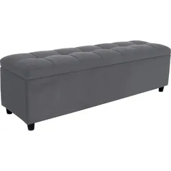 Bettbank "Abgesteppt", grau, B:140cm H:42,5cm T:40cm, Holzwerkstoff, Massivholz, Polyester, Sitzbänke, Bettbank, Mit Stauraum, auch als Garderobenbank geeignet, Polsterbank