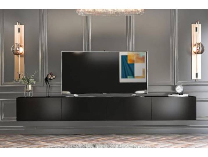 brandloop Modernes TV-Lowboard für Fernseher, Holz Fernsehtisch mit Regalen, Medienkonsole für Wohnzimmer