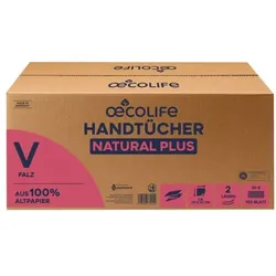 Oecolife Papierhandtücher »Natural Plus« 2-lagig natur 20 x 150 Blatt (insg. 3000 Blatt) beige, 23 cm