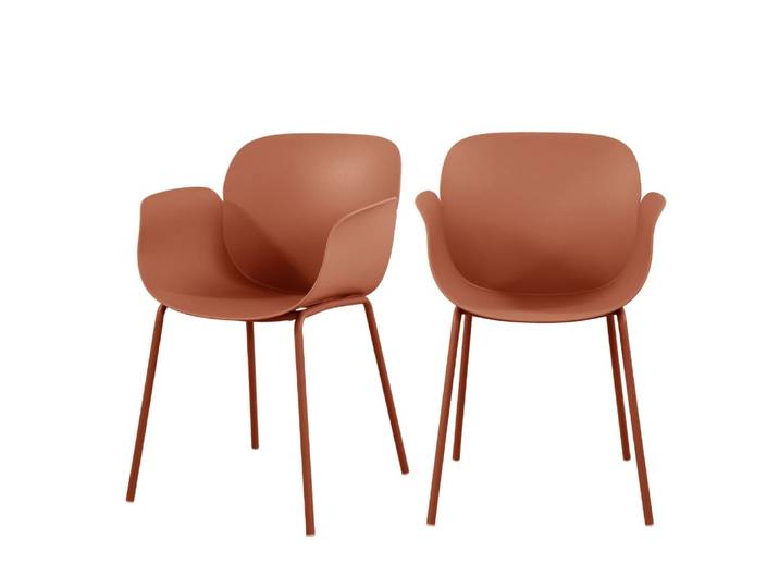 Lot de 4 fauteuils de table intérieur/extérieur - terracotta