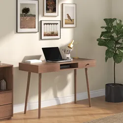 Schreibtisch Habo mit Ablage und Schublade 75x115x48 cm Walnussoptik [en.casa]