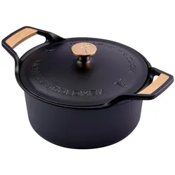 Dutch Oven Induktion Gusseisen Eingebrannte 30cm Topf Brot Backen 5,7L PTFE Frei, Victoria, 38458 Signature Gold