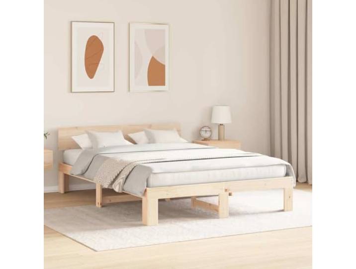 KTHLBRH Bettgestell Kiefer massiv 150 x 200 cm Minimalistisches Design, einfach zu montieren, geeignet für moderne Räume