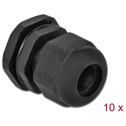 DELOCK 60218 - Kabelverschraubung, PG16, schwarz, 10er-Pack
