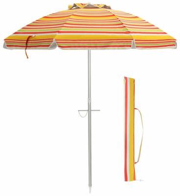 Costway 6.5 Feet Beach Umbrella with Sun Shade and Carry Bag without Weight Base-Orange