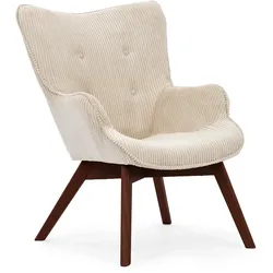 LOUNGESESSEL Lenari Beige Cordstoff mit Füßen in Braun