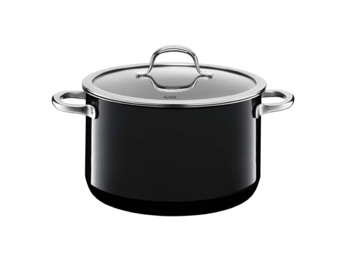 Silit Passion Black Kochtopf hoch 24cm, Glasdeckel, Fleischtopf 6,4l, Silargan Funktionskeramik, Topf Induktion, schwarz