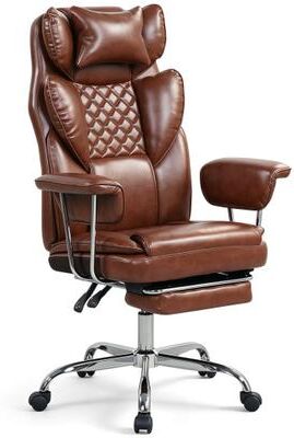 Costway Big and Tall Executive Office Chair with Lumbar Support and Adjustable Seat-Brown