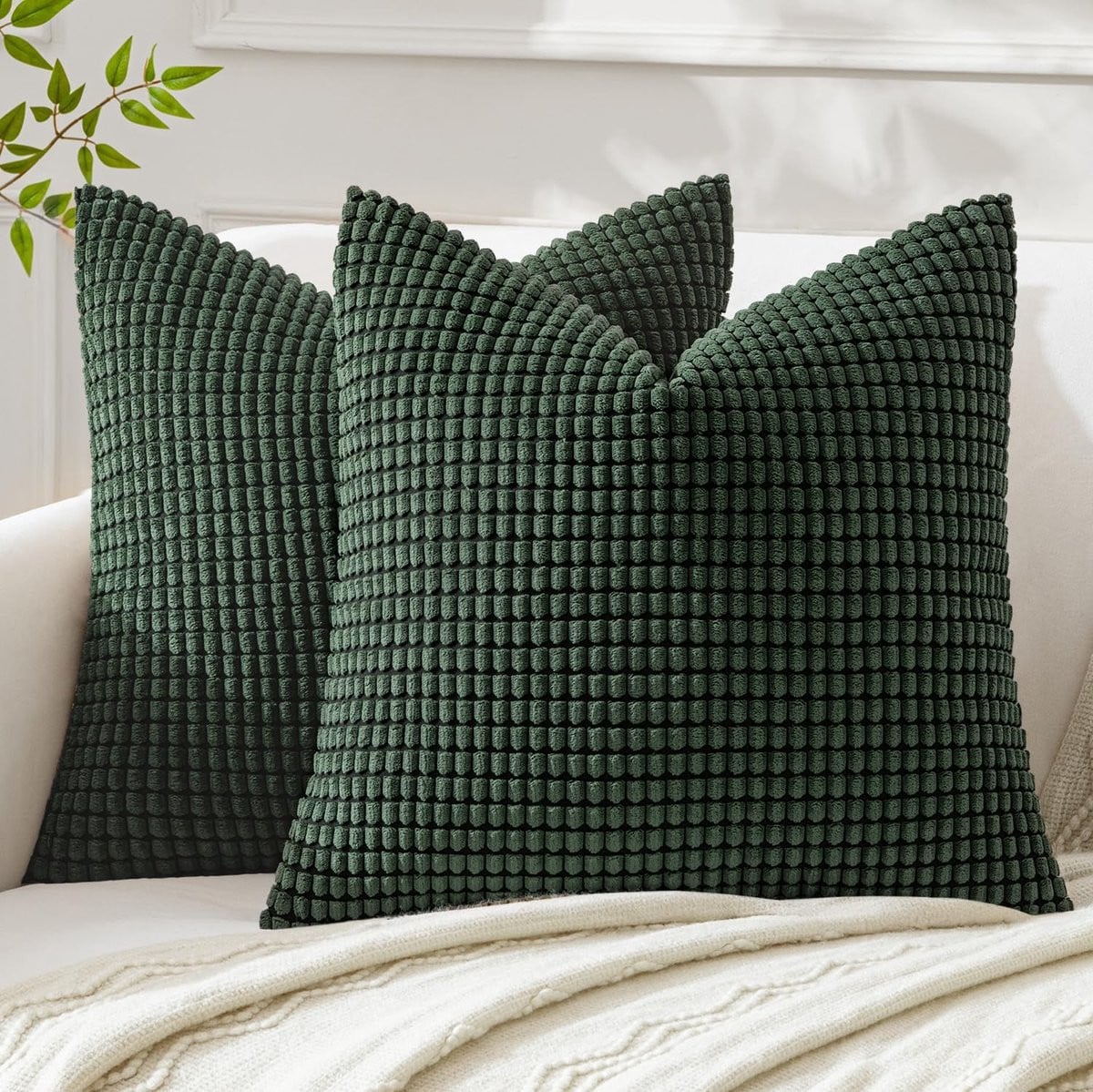 Set van 2 donkergroene corduroy kussenhoezen 40x40 cm
