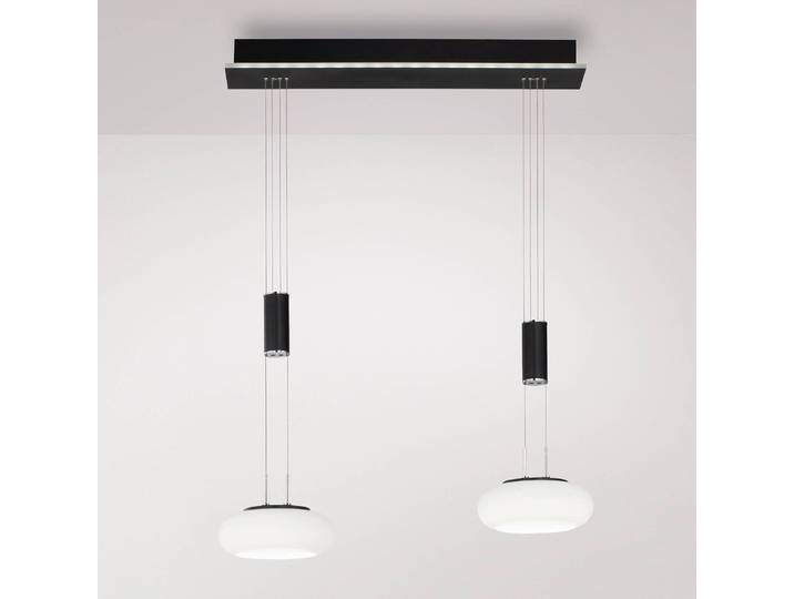 Slimme hanglamp Q-ETIENNE, dimbaar, zwart, Woon-/ Eetkamer, Aluminium, Slimme hanglamp