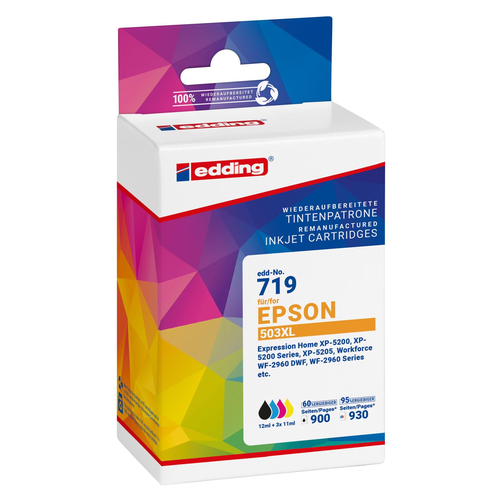 Edding Tintenpatrone EDD-719 für 503XL BKCMY MP4 (BK, C, M, Y) (18-719)