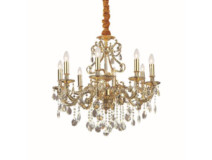 Ideal Lux Kronleuchter, Goldfarben, Metall, Glas, 95-120 cm, Lampen & Leuchten, Innenbeleuchtung, Hängeleuchten, Kronleuchter