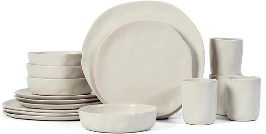 Famanu Geschirrset 16-teilig Beige Rustikale Optik
