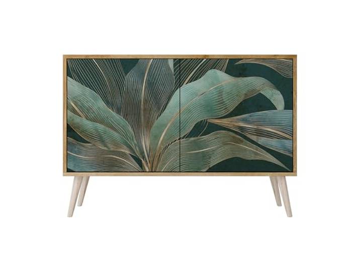 SPACEREBELS Moderne Kommode Mit 2 Türen 111x57,3x42 cm Kleiderschrank mit Mustern Komodenschrank Möbel TV Schrank Sideboard Flurkommode Wohnzimmer Mehrzweckschrank Flur Natur