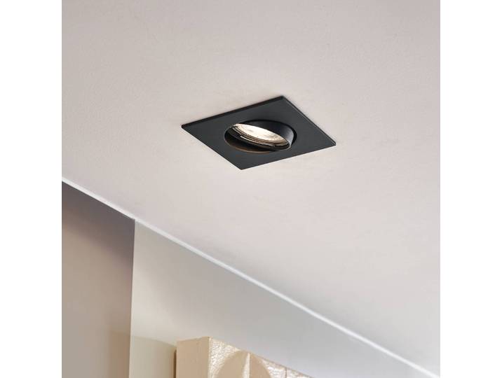 Prios Einbauleuchte Fibur, schwarz, 9 cm, GU10, 10er Fibur PRIOS, dimmbar, schwarz, für Wohn- / Esszimmer, Metall, Modern