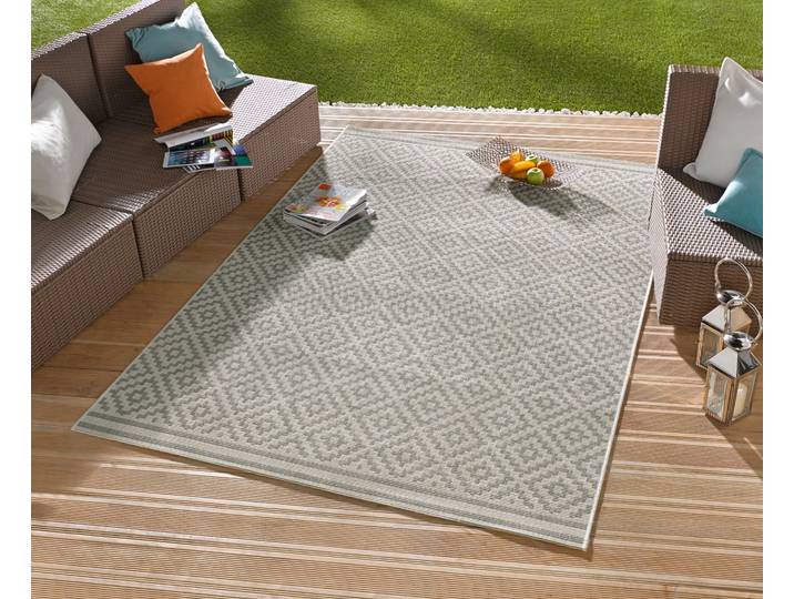 Teppich HANSE HOME Raute , grau, B:240cm H:8mm L:340cm, Kunstfaser, Teppiche, Teppich, In-& Outdoor, Wetterfest, Balkon, Läufer, Wohnzimmer, Terrasse, Raute