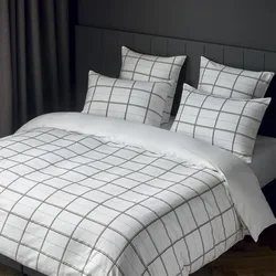 Hugo Boss Home Satin Bettwäsche Check 135x200 cm + 40x80 cm | white - weiß