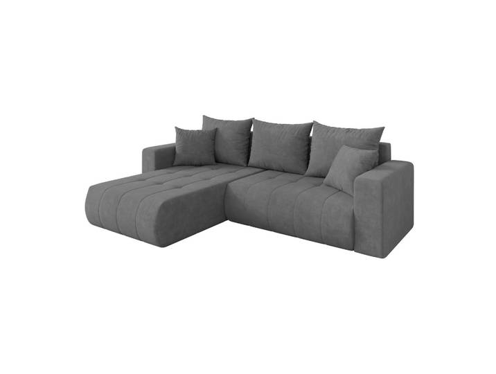 ECKSOFA mit Schlaffunktion Ottomane Links MILA-L 277x194x86 Grau Velours
