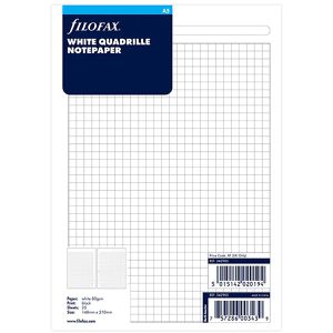 Filofax Ersatzeinlagen 342905, Notizpapier, kariert, A5, für Terminplaner, mit 6-fach Lochung, 25 Blatt