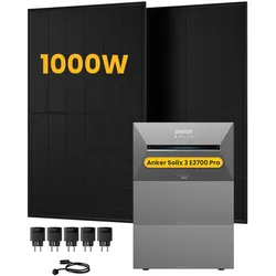Anker SOLIX Solarbank 3 E2700 Pro, mit 2 x 500W Bifaziale Solarmodule, by Powerness - 8.1kWh / 5 x Smart Plug / Powerness Express (Lieferzeit: 5-14 Werktage)