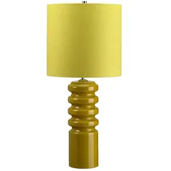 Nachttischlampe Beistellleuchte Tischleuchte Porzellan grün Leinen Schlafzimmer