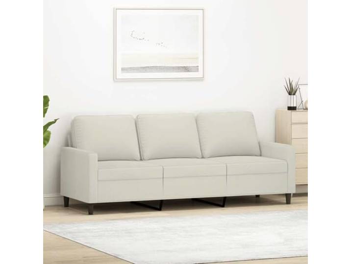 HEFZGDB 3-Sitzer Sofa Creme 180 cm Samt Stoff Polster Sofa Modernes Design Metallgestell Robust Bequem Weich Luxuriös Entspannen Wohnzimmer Möbel
