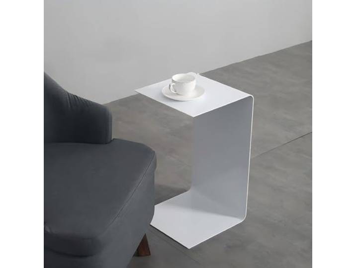 Beistelltisch, Moderner, tragbarer Snacktisch aus 5 mm dickem Stahl(White)