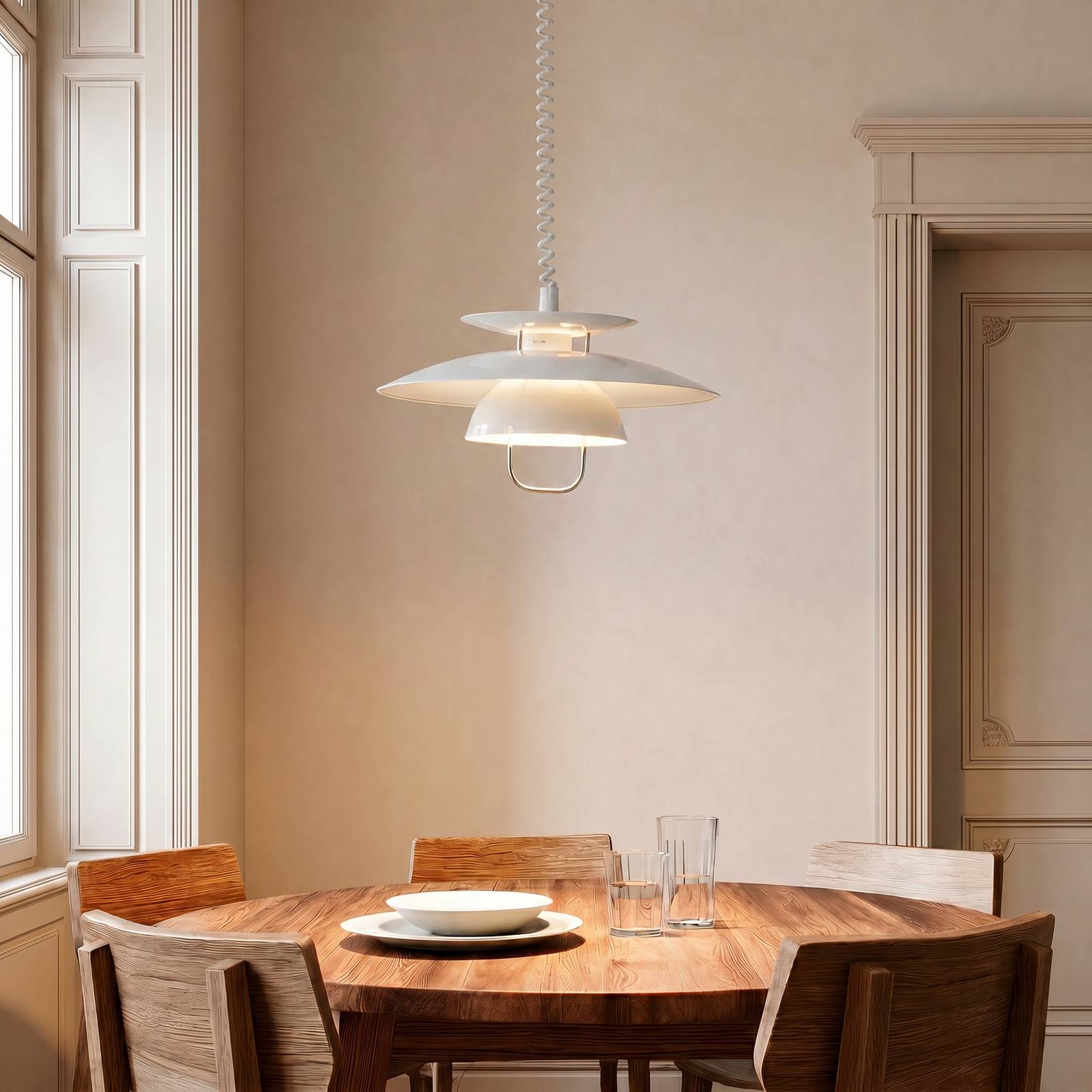 Pendant Light Nadija Lindby, dimmable, White / opal, Kitchen, metal, Scandinavian, Ceiling Light